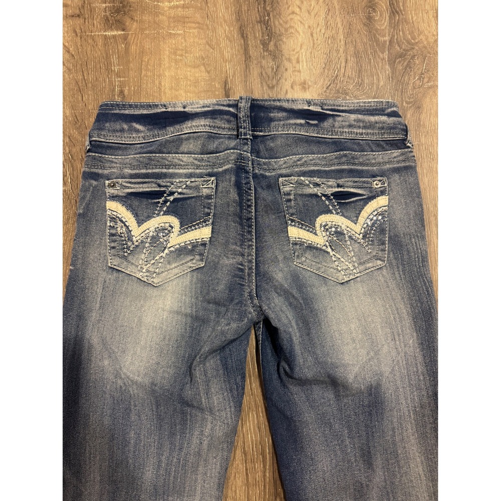 Bongo Womens Low Rise Skinny Jeans Size 7 Medium Wash Embroidered Pockets Y2K - Picture 8 of 9